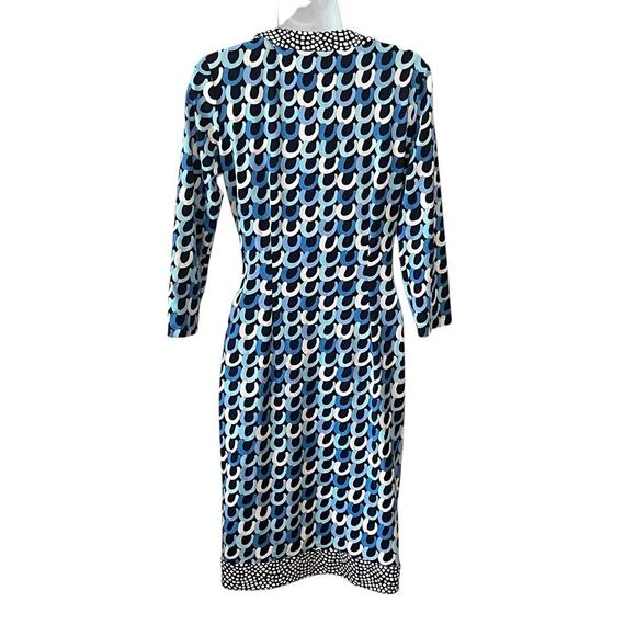 J. McLaughlin Blythe Faux Wrap Dress XS Sheath Ruched Catalina Cloth Ruched Blue - Picture 5 of 9